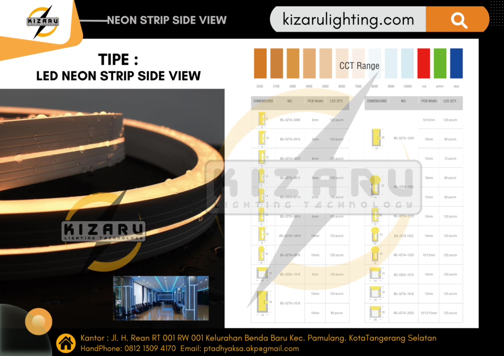 neon strip side view