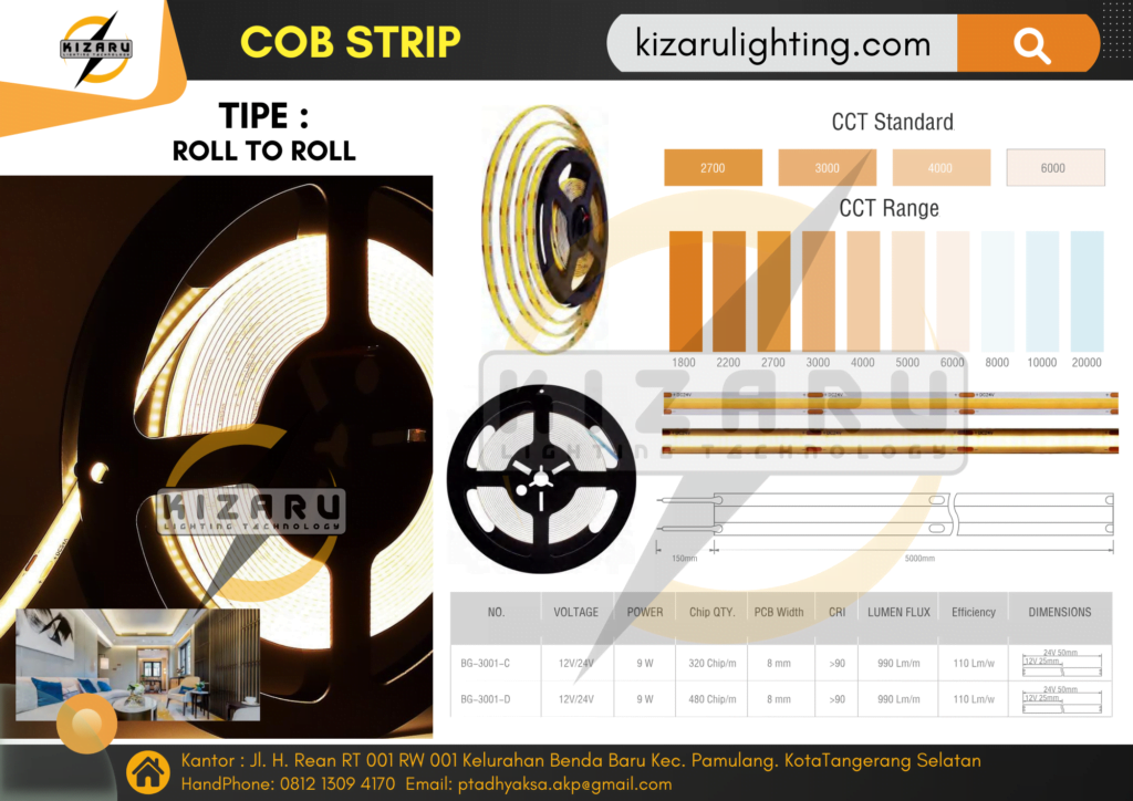LAMPU COB ROLL TO ROLL